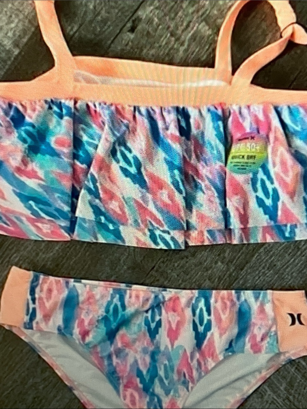 Hurley Pink, Blue & Peach Girls' Patterned Bikini